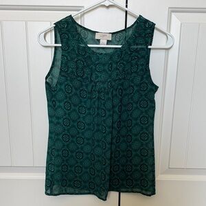 LOFT Dark Teal Printed Sleeveless Camisole